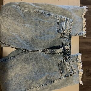 Light Blue Frayed Hem Jeans